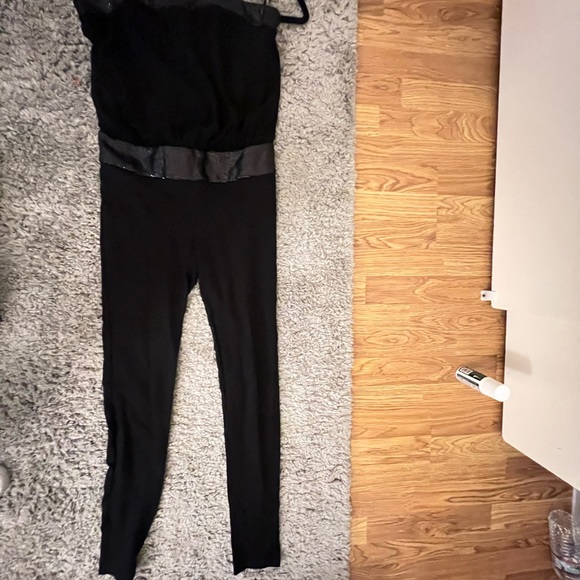 Gorgeous jumpsuit; spandex material with black beadwork - Picture 1 of 7